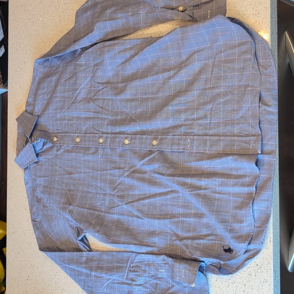 Polo Ralph Lauren Men's Light Blue Grid Dress Shirt - Picture 3 of 9